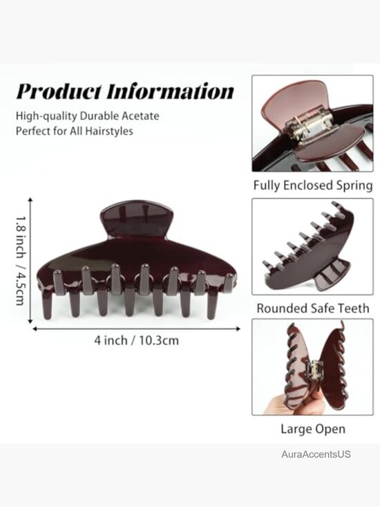 Large Acetate Hair Claw Clip 4 Inch Strong Hold Y2K main image 7